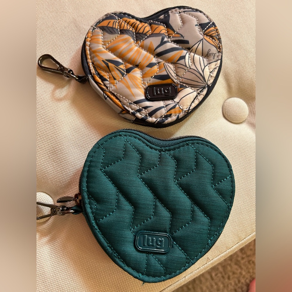 Lug heart pouches brushed teal and lily grey